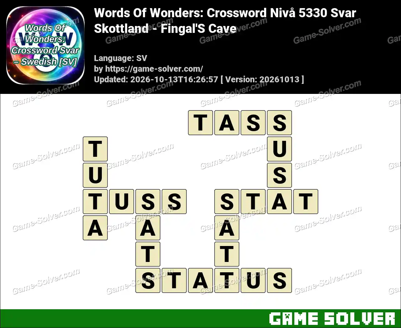 Words Of Wonders: Crossword Nivå 5330 Svar – Skottland – Fingal’S Cave